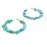 Wholesale U Shaped Hoop Turquoise Stone Earrings Unique and Beautiful (SOLD BY THE PAIR)