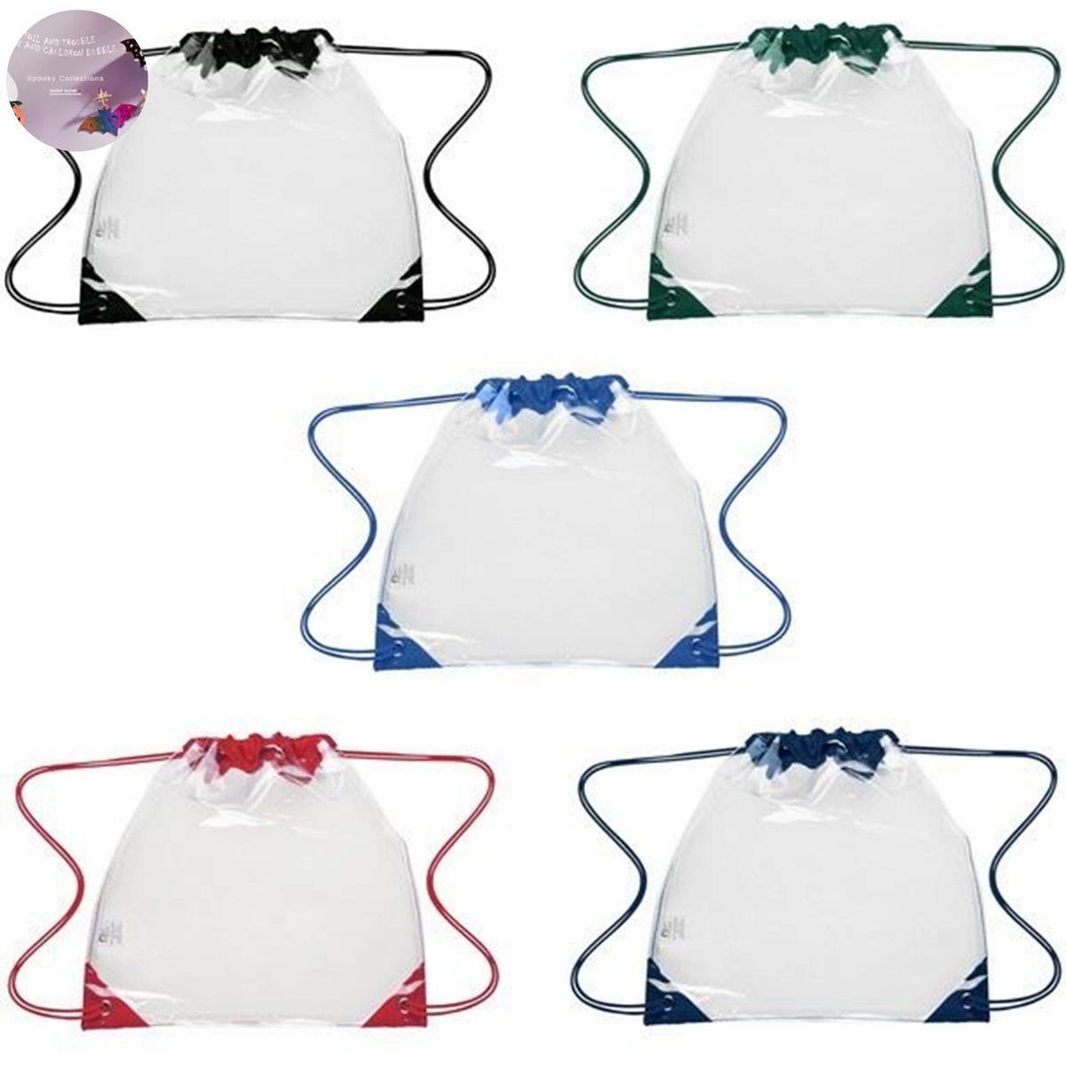 Small Clear Drawstring Backpack In Bulk- Assorted- Sold By Case Of 100 Pcs