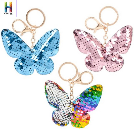 Butterfly  Flip Sequin Keychain In Bulk