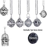 Wholesale Silver Essential Oil Locket Necklace with Lava Ball Aromatherapy Jewelry, Assorted Styles  (sold by the piece or dozen)