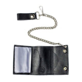 Wholesale Unisex Pile of Skull Heads Trifold Leather Wallet With Chain (MOQ-6)