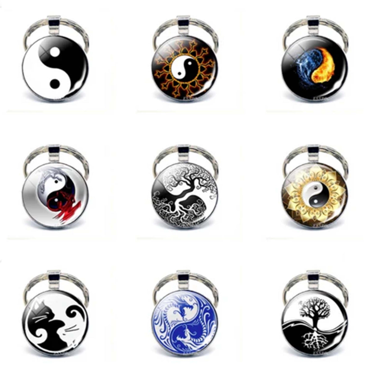 Yin Yang Keychains - Choose Your Style or Assorted *Pick Style* (sold by the piece or assorted  dozen)