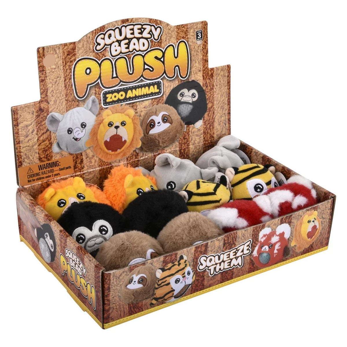 Zoo Animal Squeezy Bead Plush Kids Toy In Bulk- Assorted