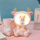 2907BA Kids Study Creative Cute Bella Rabbit Pen Holder Star Light Storage Box Office Table Decorative Ornaments Gift