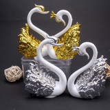 0709BA 1Pcs Crown Glass Table Swan Baking Decorative Birthday Anniversary Ornament Cake Topper Figure Paper Weight Desk Home Decoration