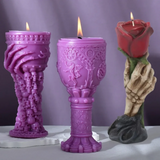 2407BA 3D Horror Skeleton Hand Goblet Silicone Candle Mold Terror rose flower Skull Grail Resin Plaster Mould Chocolate Halloween Decor