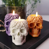 2808BA 3D Rose Flower Skull Candle Mold Silicone Soap Candle Polymer Clay Plaster Making for Home and Office 3D Halloween Decor