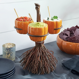 1807BA Halloween Witch's Broom Pumpkin Bowl Collectible Figurines,