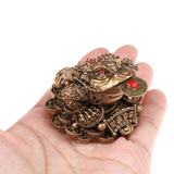 0907BA Feng Shui Toad Money LUCKY Fortune Wealth Chinese Golden Frog Toad Coin Home Office Decoration Lucky Gifts Tabletop Ornaments