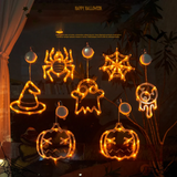 1707BA Halloween Decoration Lights Pumpkin Spider Bat LED Sucker Lamp For Halloween Party Decoration Light Up Halloween Window Lights