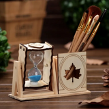 1109BA Simple Wooden Single Hourglass Pen Holder Student Desk Decoration Exquisite Creative Pencil Holder Decoration Gift