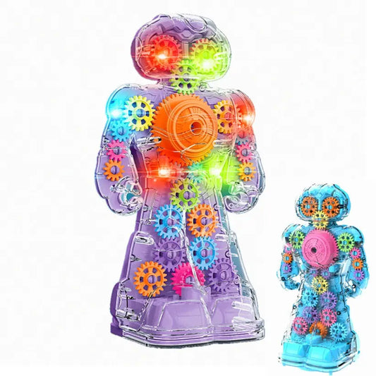 Wholesale Transparent Electric Light Up Spinning Mechanical Gear Robot (Sold By Piece)