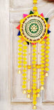 Door Hangings for Decoration Artificial Marigold Flower Wall Hanging with Rings and Bells for Decorations