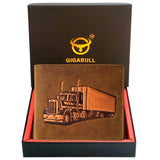 Brown Genuine Leather Printed Coin Holder & Wallet Gift Box For Men's