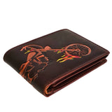 New Genuine Leather Dark Brown Color Ghost Rider Print Wallet For Men's