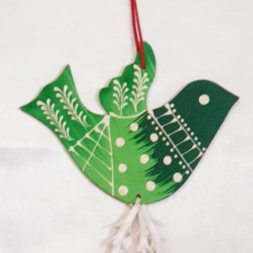 Colorful Bird Hanging for Garden and Home Handmade Embossed and Hand-Painted Latkan Decoration Showpiece Birds in Wooden