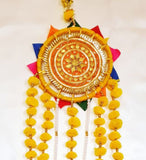 Door Hangings for Decoration Artificial Marigold Flower Wall Hanging with Rings and Bells for Decorations