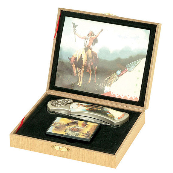 Buy NATIVE MAN ON HORSE WITH LIGHTER BOXED KNIFEBulk Price