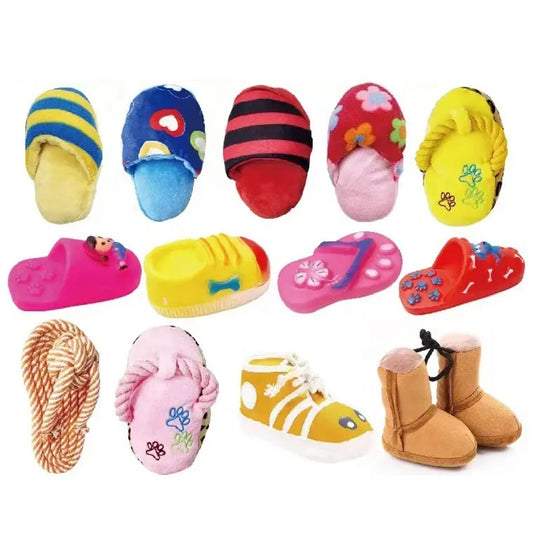 Slipper Plush Chew Dog Toys with Squeakers for Interactive Playtime