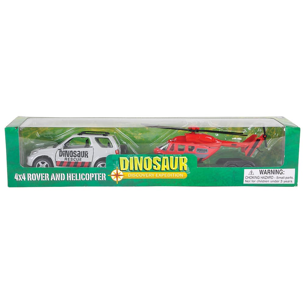 Buy DINOSAUR DIECAST 4 X 4 ROVER AND HELICOPTER in Bulk