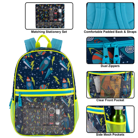 17" Outer Space Backpack with 9-Piece School Supply Kit (1 Case = 24 Pcs) 9.8$/PC