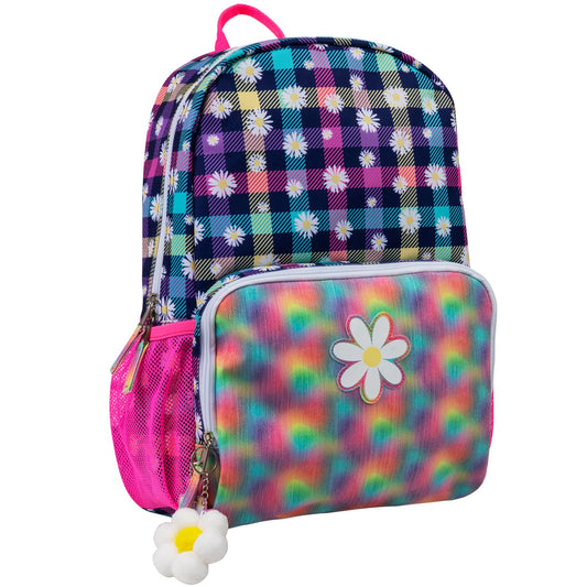 Wholesale 17 Inch Daisy Backpack With Side Mesh Pockets ( 1 Case=24Pcs)