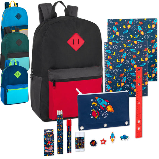 17" Multicolor Backpack with Themed 20-Piece School Supply Kit - Boys ( 1 Case=24Pcs) 11.9$/PC