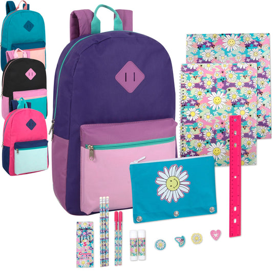 17" Multicolor Backpack with Themed 20-Piece School Supply Kit - Girls ( 1 Case=24Pcs) 11.9$/PC