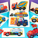 Wooden Puzzle Engineering Vehicle Toy