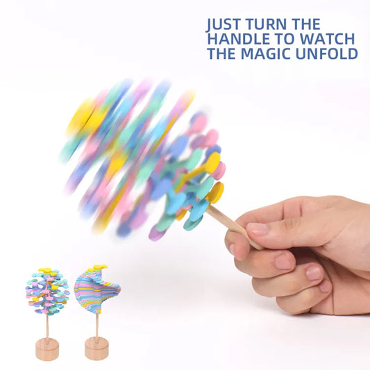 Wooden Spiral Lollipop Spinning Toys