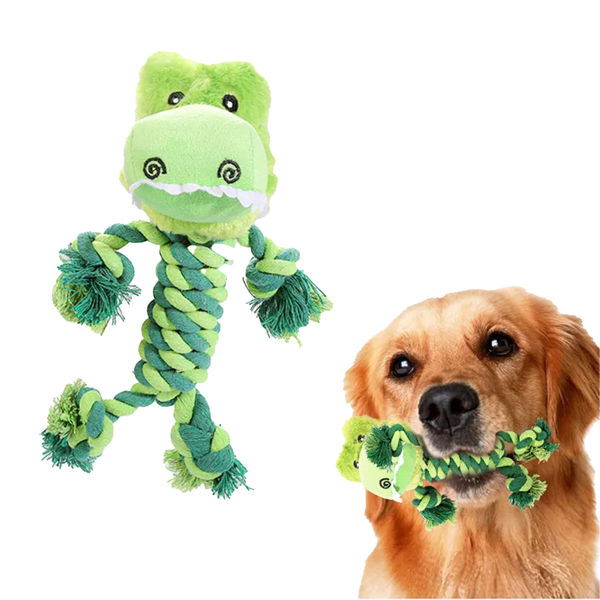 Keep Your Dog's Teeth Healthy with Our Crocodile Shape Chew Tough Pet Dog Plush Rope Toys