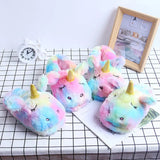 Rainbow  Animal Sequins Plush Slippers