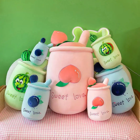 Fruit Milk Tea Cup Sleeping Pillow Toy