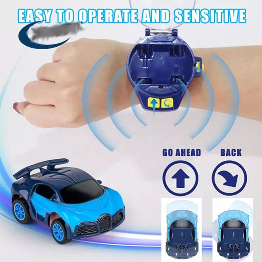 Miniature Fun: USB Charging Cartoon RC Small Car Toy Mini Watch Remote Control Car