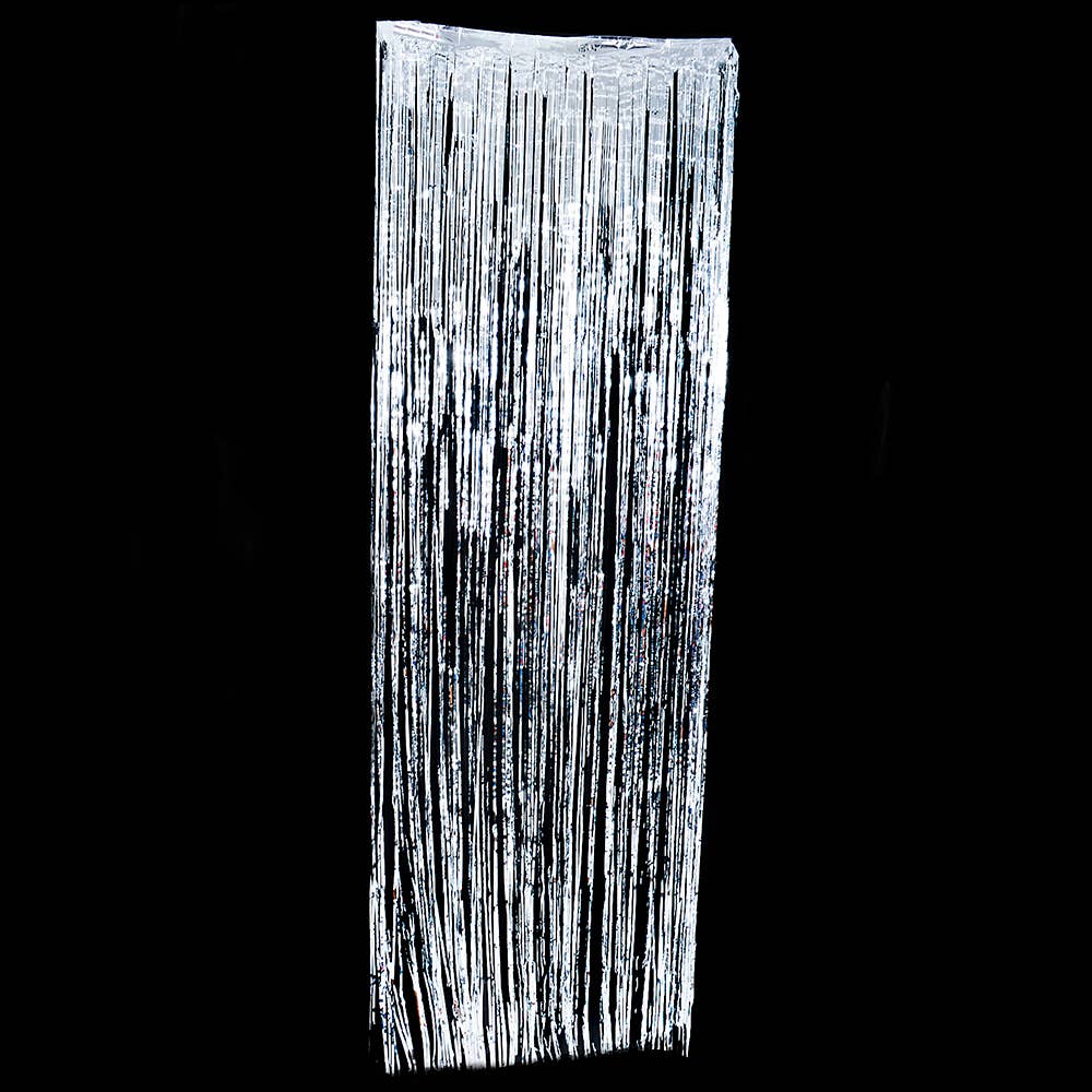 Buy SILVER FOIL FRINGE CURTAIN 36"X96" in Bulk