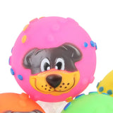 Eco-friendly 7cm Vinyl Dog Face-Shaped Squeaky Toy Ball