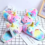 Rainbow  Animal Sequins Plush Slippers