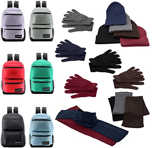 Buy Bulk Case of 12 Backpacks and 12 Winter Item Sets - Wholesale Care Package - Emergencies, Homeless, Charity