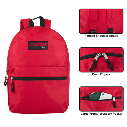 Wholesale Adventure Trails 17 Inch Backpack - 8 Colors ( 1 Case= 24Pcs) 5.25$/pc