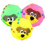 Eco-friendly 7cm Vinyl Dog Face-Shaped Squeaky Toy Ball