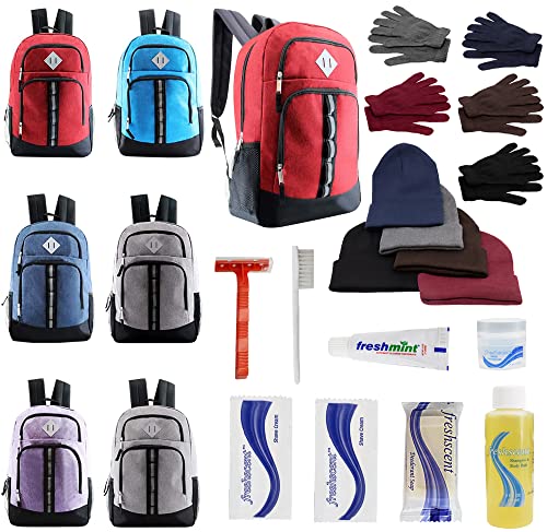 Buy Bulk Case of 12 Backpacks and 12 Winter Item Sets and 12 Hygiene Kits - Wholesale Care Package - Emergencies, Homeless, Charity