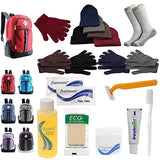 Buy Bulk Case of 12 Backpacks and 12 Winter Item Sets and 12 Toiletry Kits and 12 Socks - Wholesale Care Package - Emergencies, Homeless, Charity