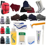 Buy Bulk Case of 12 Backpacks and 12 Winter Item Sets and 12 Toiletry Kits and 12 Socks - Wholesale Care Package - Emergencies, Homeless, Charity