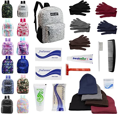 Buy Bulk Case of 12 Backpacks and 12 Winter Item Sets and 12 Hygiene Kits - Wholesale Care Package - Emergencies, Homeless, Charity