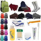 Buy Bulk Case of 12 Backpacks and 12 Winter Item Sets and 12 Toiletry Kits and 12 Socks - Wholesale Care Package - Emergencies, Homeless, Charity