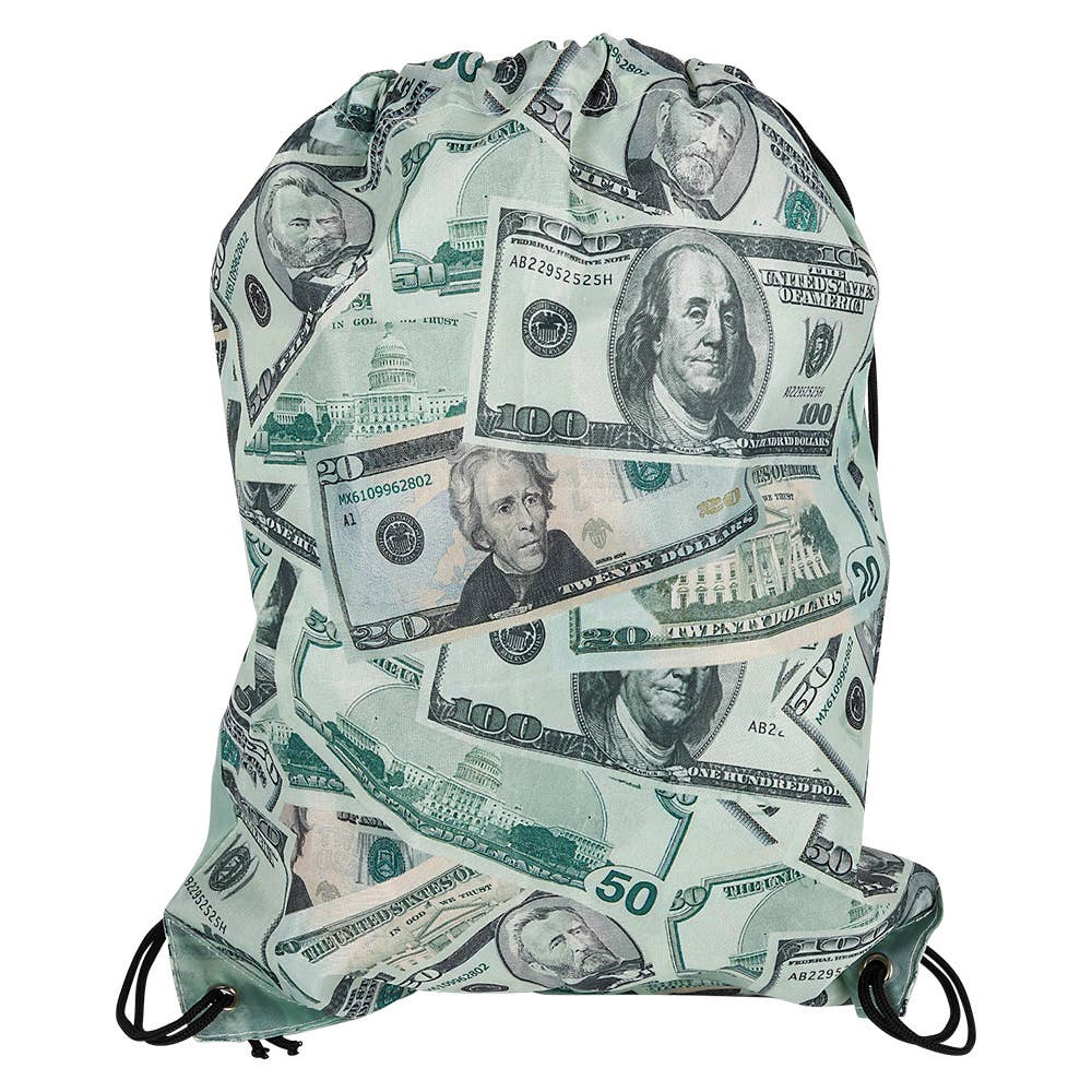 Buy MONEY PRINT DRAWSTRING BACKPACK 16 x 13" in Bulk