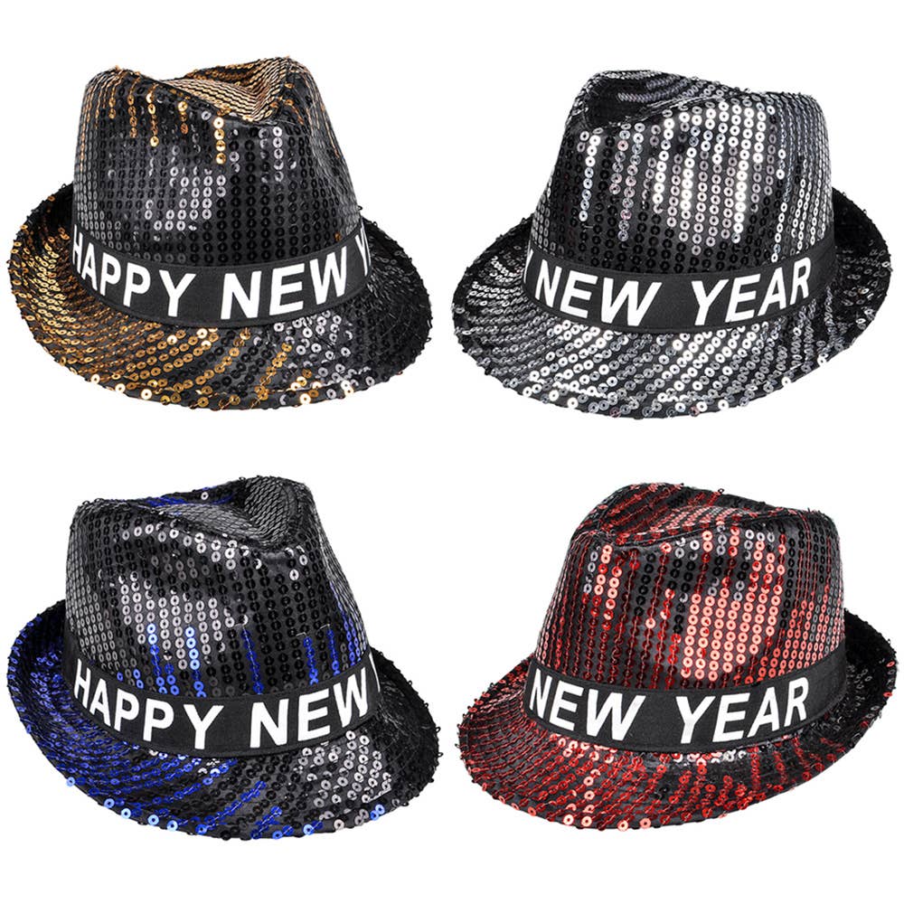 Buy HAPPY NEW YEAR SEQUIN FEDORA in Bulk