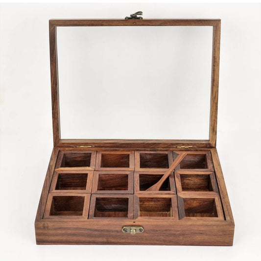 Wooden Spice Box with Spoon