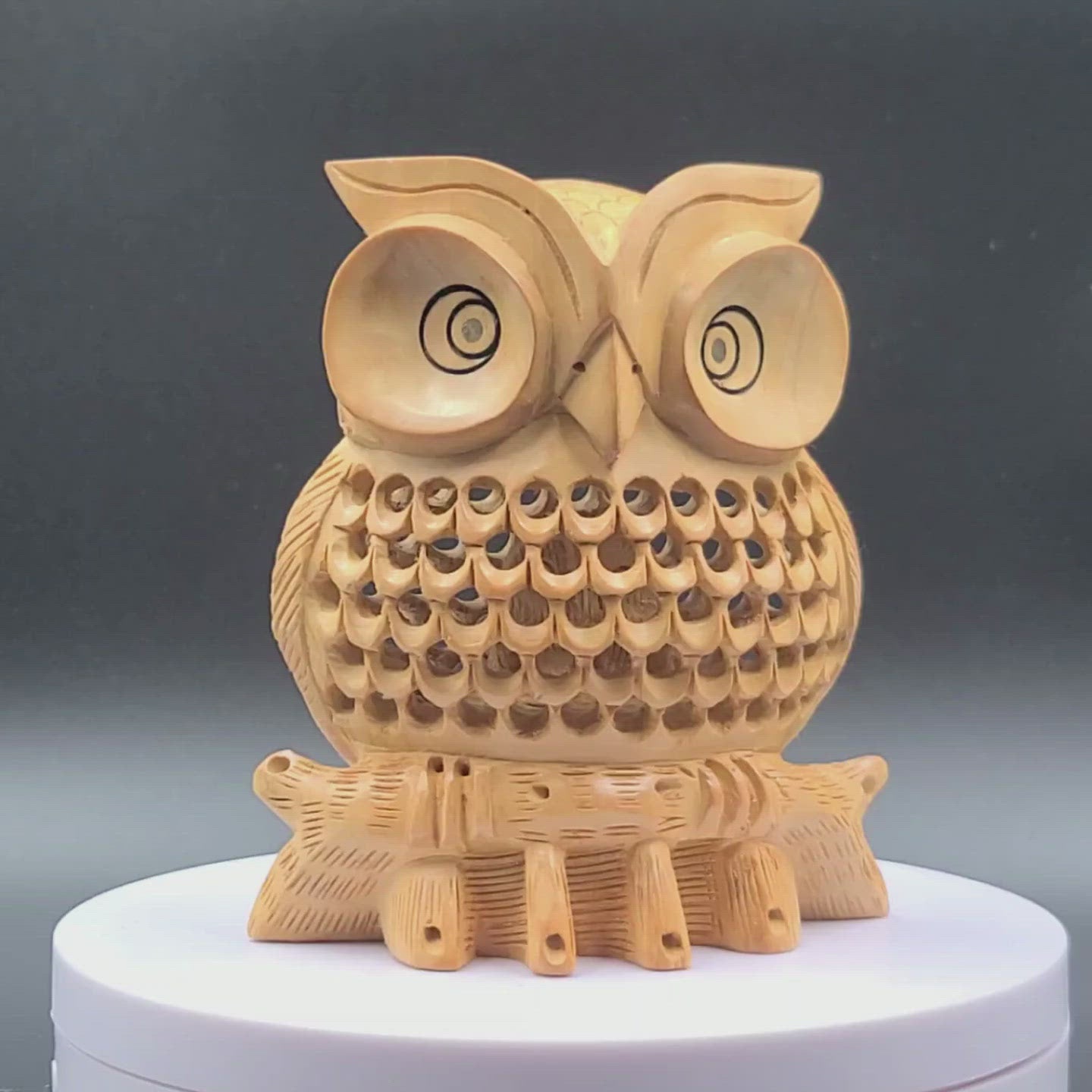 Handmade Wooden Owl Statue