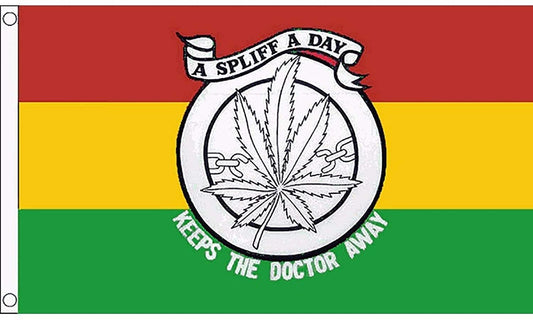 Wholesale A SPIFF A DAY KEEPS THE DOCTOR AWAY POT LEAF 3' X 5' FLAG (Sold by the piece) *- CLOSEOUT $ 2.95 EA